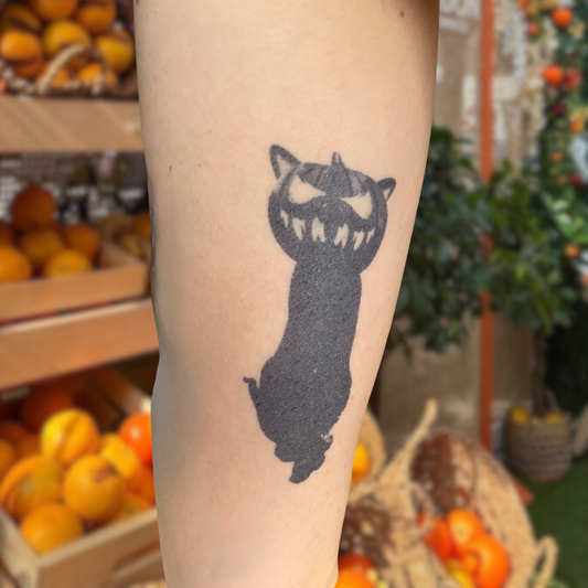 Chat Citrouille - Tatouage Éphémère
